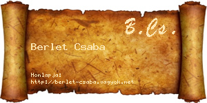 Berlet Csaba névjegykártya